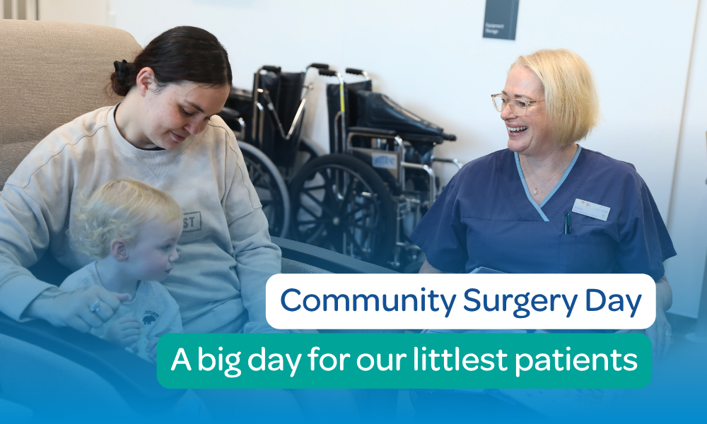 A nurse helping one of our littlest patients get ready for their surgery at our most recent community day